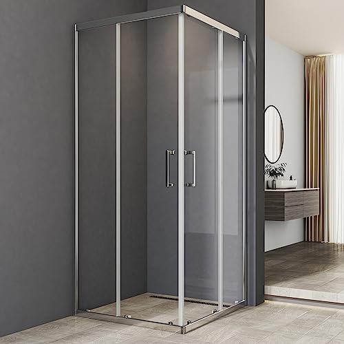 Duschkabine Eckeinstieg 100x80x185cm Duschkabine Schiebetür 6mm ESG Glas Dusche Duschabtrennung Duschwand von Boromal