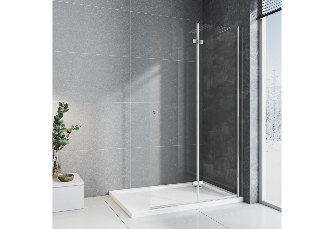 Boromal Duschwand faltbar für Dusche Walk In Duschglas, Sicherheitsglas, (Duschabtrennung 180º Faltwand, 70,7-116,7cm), Rechts und links montierbar von Boromal