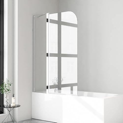 Boromal Duschwand für Badewanne 2 teilig Drehtür 90x140 cm 6mm NANO Sicherheitsglas (ESG) Drehtür Badewannenaufsatz Badewannenfaltwand Duschabtrennung für Badewanne von Boromal