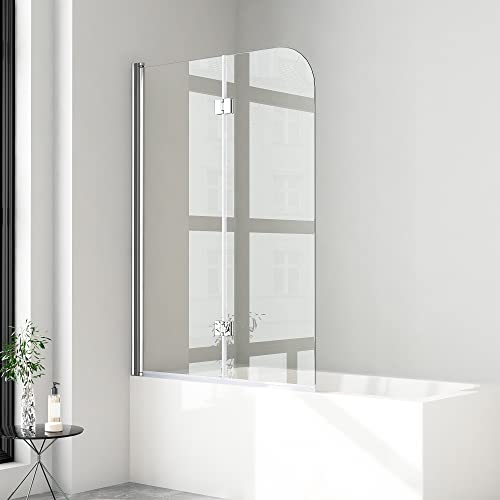 Boromal Duschwand für Badewanne 2 teilig faltbar 100x140 cm 6mm NANO Sicherheitsglas (ESG) Faltwand Badewannenaufsatz Badewannenfaltwand Duschabtrennung für Badewanne von Boromal