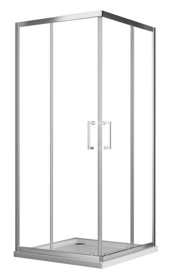 Boromal Eckdusche Duschkabine 100x80 Schiebetür Eckeinstieg Duschwand Dusche 5mm ESG 185, BxT: 80x100 cm, Einfaches Rollen Befestigungssystem von Boromal