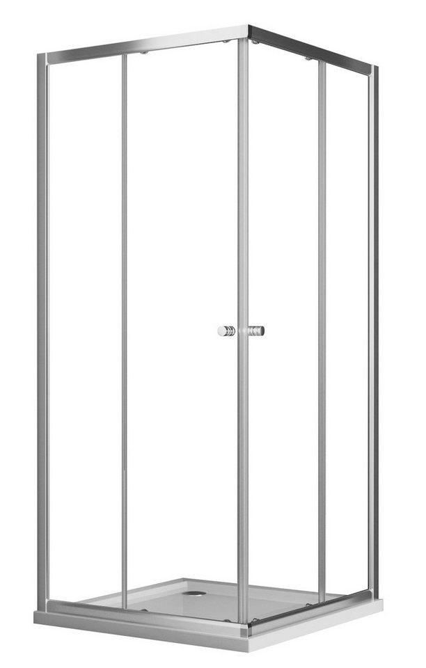 Boromal Eckdusche Duschkabine 80x80 Schiebetür Eckeinstieg Duschwand Dusche 5mm ESG Glas, BxT: 80x80 cm, Einscheibensicherheitsglas, Einfaches Rollen Befestigungssystem von Boromal