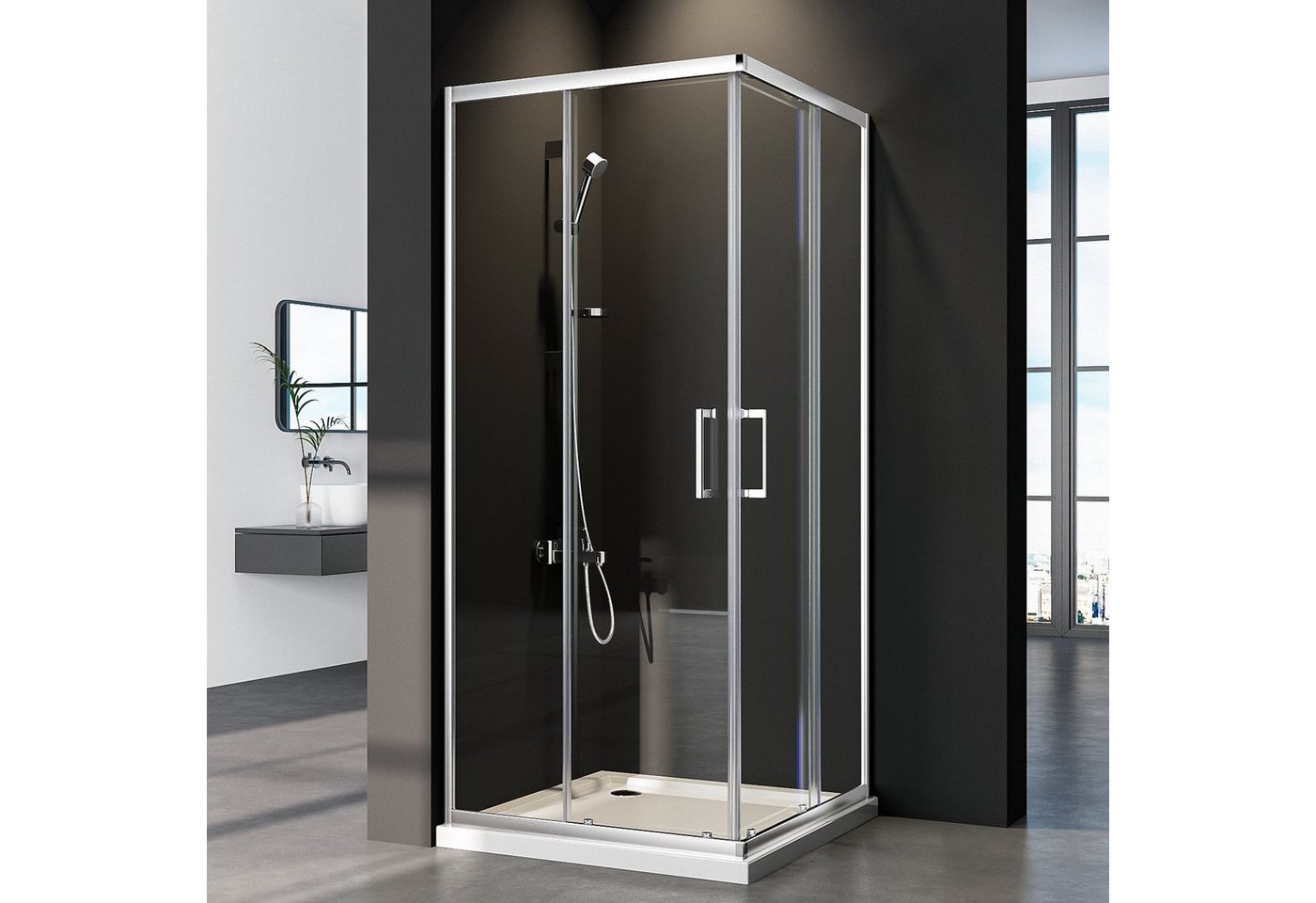 Boromal Eckdusche Duschkabine ecke 90x90 cm Eckeinstieg Duschwand Dusche 5mm ESG Glas, BxT: 90x90 cm Boromal Eckdusche Duschkabine ecke 90x90 cm Eckeinstieg Duschwand Dusche 5mm ESG Glas, BxT: 90x90 cm von Boromal