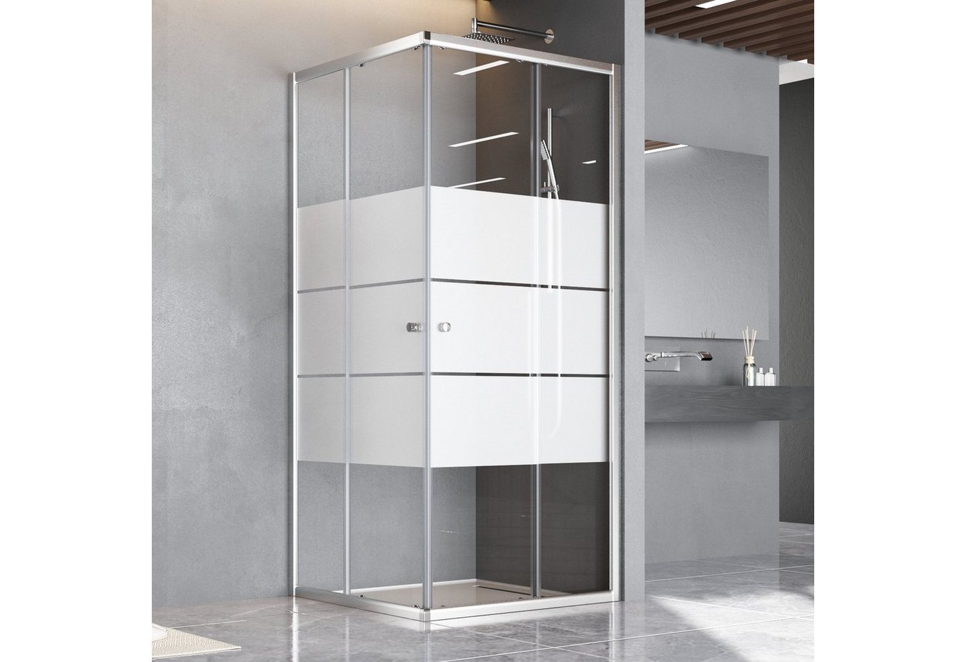 Boromal Eckdusche Duschkabine ecke 90x90 cm Eckeinstieg Duschwand Dusche 5mm ESG Glas, BxT: 90x90 cm von Boromal