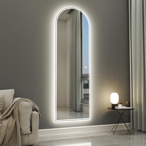 Boromal Ganzkörperspiegel Standspiegel 140x40cm Standspiegel Ganzkörperspiegel mit Beleuchtung Bodenspiegel 3 Lichtfarbe Dimmbare LED Wandspiegel mit Touch-Schalter von Boromal