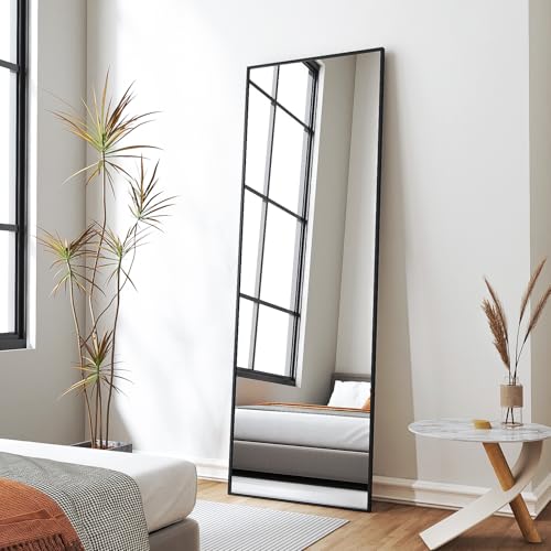 Boromal Ganzkörperspiegel Standspiegel Schwarz Metallrahmen Ganzkörperspiegel Schwarz Wandspiegel Rechteckig für Schlafzimmer, Wohnzimmer, Ankleidezimmer (150x50cm) von Boromal