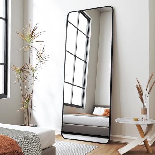 Boromal Ganzkörperspiegel Standspiegel Schwarz Metallrahmen Ganzkörperspiegel Schwarz Wandspiegel Rechteckig für Schlafzimmer, Wohnzimmer, Ankleidezimmer (160x40cm) von Boromal
