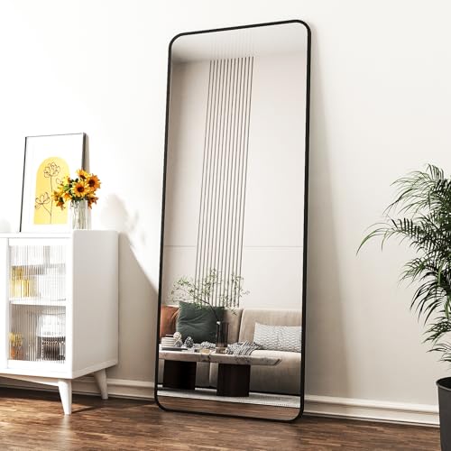 Boromal Ganzkörperspiegel Wand mit Abgerundeten Ecken, Standspiegel 40 x 160 cm Ganzkörperspiegel mit Schwarz Metallrahmen HD großer Spiegel Wandspiegel für Schlafzimmer, Wohnzimmer, Badezimmer Boromal Ganzkörperspiegel Wand mit Abgerundeten Ecken, Standspiegel 40 x 160 cm Ganzkörperspiegel mit Schwarz Metallrahmen HD großer Spiegel Wandspiegel für Schlafzimmer, Wohnzimmer, Badezimmer von Boromal
