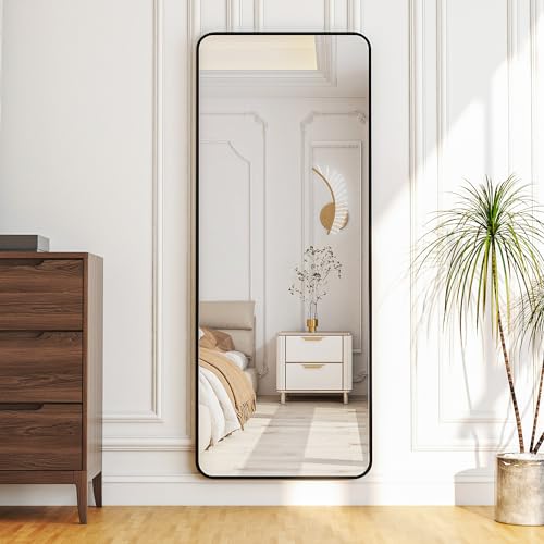 Boromal Ganzkörperspiegel mit abgerundeten Ecken, Standspiegel 160 x 40 cm Ganzkörperspiegel Wand mit Schwarz Metallrahmen HD großer Spiegel Wandspiegel für Schlafzimmer, Wohnzimmer, Badezimmer Boromal Ganzkörperspiegel mit abgerundeten Ecken, Standspiegel 160 x 40 cm Ganzkörperspiegel Wand mit Schwarz Metallrahmen HD großer Spiegel Wandspiegel für Schlafzimmer, Wohnzimmer, Badezimmer von Boromal