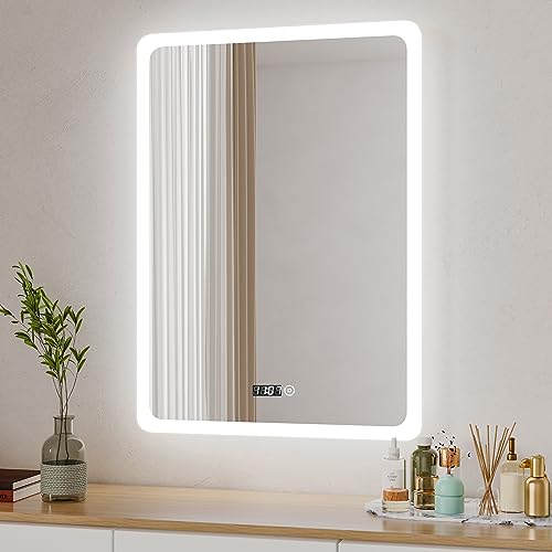 Boromal LED Badspiegel mit Beleuchtung 50x70cm Badezimmerspiegel mit Beleuchtung 3 Lichtfarbe Dimmbar 3000-6500K 2470LM Wandspiegel Lichtspiegel LED Spiegel mit Uhr + Touch Schalter Boromal LED Badspiegel mit Beleuchtung 50x70cm Badezimmerspiegel mit Beleuchtung 3 Lichtfarbe Dimmbar 3000-6500K 2470LM Wandspiegel Lichtspiegel LED Spiegel mit Uhr + Touch Schalter von Boromal