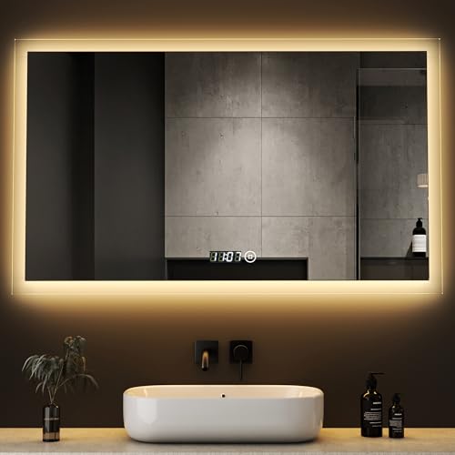 Boromal LED Badspiegel mit Beleuchtung und Uhr 100x60cm Badezimmerspiegel Badezimmer Spiegel 3 Lichtfarbe Dimmbar 3000-6500K 3410LM Wandspiegel Lichtspiegel LED Spiegel mit Uhr + Touch Schalter Boromal LED Badspiegel mit Beleuchtung und Uhr 100x60cm Badezimmerspiegel Badezimmer Spiegel 3 Lichtfarbe Dimmbar 3000-6500K 3410LM Wandspiegel Lichtspiegel LED Spiegel mit Uhr + Touch Schalter von Boromal
