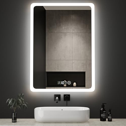Boromal LED Badspiegel mit Beleuchtung und Uhr 50x70cm Badezimmerspiegel mit Beleuchtung 3 Lichtfarbe Dimmbar 3000-6500K 2470LM Wandspiegel Lichtspiegel LED Spiegel mit Uhr, Touch Schalter Boromal LED Badspiegel mit Beleuchtung und Uhr 50x70cm Badezimmerspiegel mit Beleuchtung 3 Lichtfarbe Dimmbar 3000-6500K 2470LM Wandspiegel Lichtspiegel LED Spiegel mit Uhr, Touch Schalter von Boromal