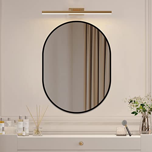 Boromal Oval Spiegel 80x50cm Spiegel Schwarz mit Metallrahmen Badezimmerspiegel schwarzer dekorative Spiegel für Badezimmer, Eitelkeit, Schlafzimmer von Boromal
