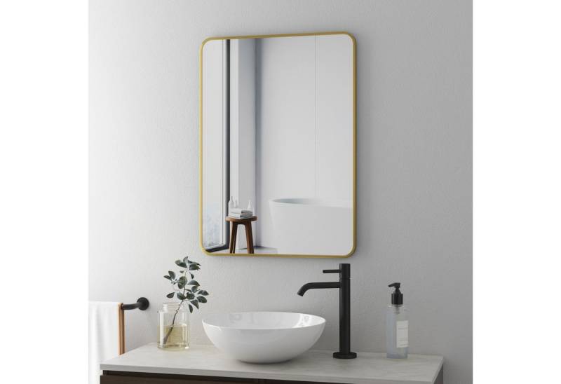 Boromal Spiegel Gold für Badezimmer Flur Schlafzimmer Wohnzimmer Friseurladen Hotel (Wandspiegel Badspiegel, 80x60, 70x50, 60x40), 5mm Glas, mit Alurahmen von Boromal