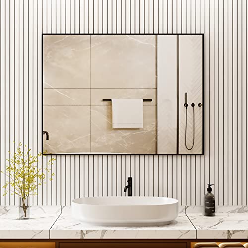 Boromal Spiegel Schwarz 70x50cm Rechteckiger Metallrahmen Badezimmerspiegel Wandspiegel, Ohne Beleuchtung Boromal Spiegel Schwarz 70x50cm Rechteckiger Metallrahmen Badezimmerspiegel Wandspiegel, Ohne Beleuchtung von Boromal