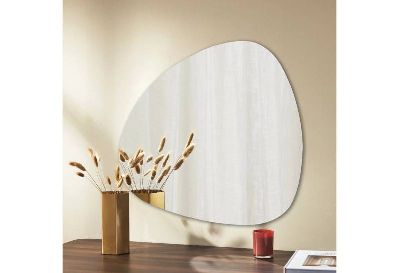Boromal Spiegel groß Flur 80x80cm Wandspiegel asymmetrisch Flurspiegel Modern (Kosmetikspiegel Badspiegel Steinform, Rahmenlos), 5mm Kupfer- und bleifreier Spiegel von Boromal