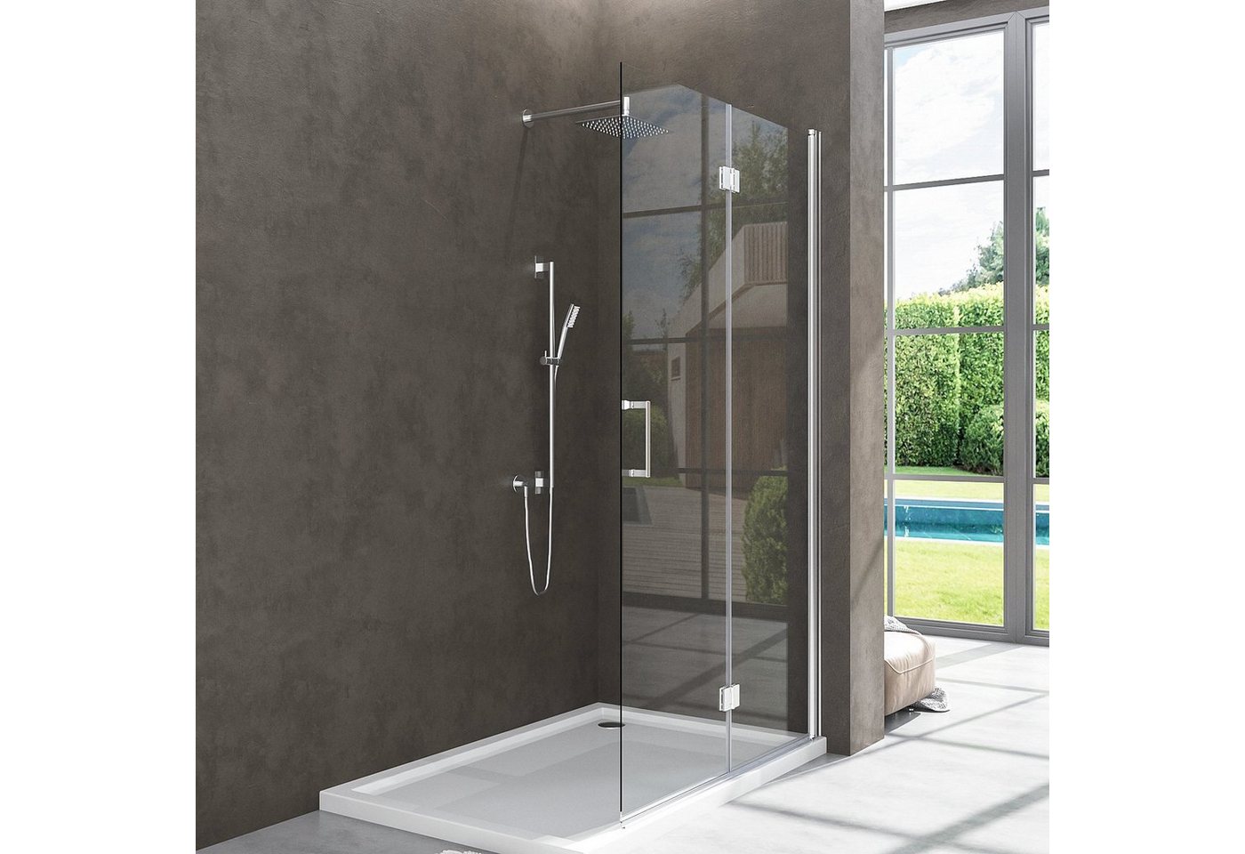 Boromal Walk-in-Dusche Duschwand Duschkabine Glaswand Duschtür Duschtrennwand, Sicherheitsglas, mit Antikalk-Versiegelung, ESG Nano Glas, Glaswand von Boromal