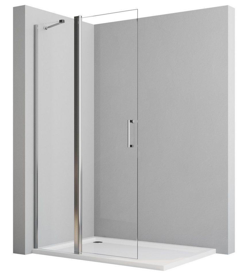 Boromal Walk-in-Dusche Duschwand Glas 96 cm Walk-in-Dusche 6 mm ESG mit Nano Barrierefrei, Einscheibensicherheitsglas, ESG-Sicherheitsglas mit Nanobeschichtung, Easy Clean von Boromal