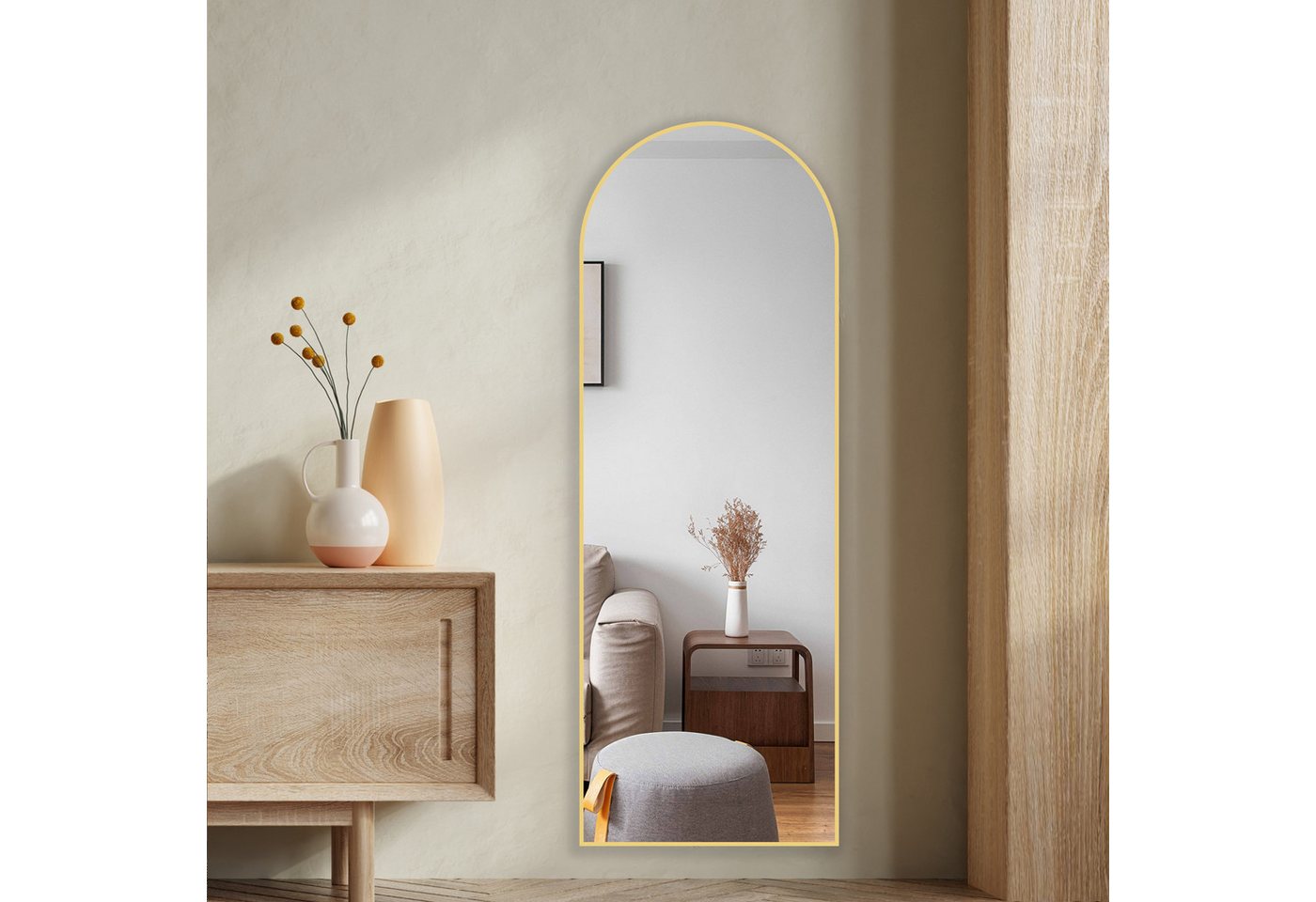 Boromal Wandspiegel Gold Schwarz groß 150x50 Ganzkörperspiegel Spiegel Flur Ganzkörper (Flurspiegel, 5mm HD Spiegel, mit Alu Rahmen), rostfrei, wasserdicht von Boromal