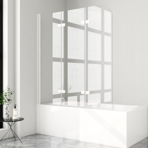 Duschwand für Badewanne 120x140cm 3-teilig Faltwand, 6mm ESG Glas Duschwand Badewannenaufsatz Duschtrennwand Duschabtrennung Badewanne, Weiß Duschwand für Badewanne 120x140cm 3-teilig Faltwand, 6mm ESG Glas Duschwand Badewannenaufsatz Duschtrennwand Duschabtrennung Badewanne, Weiß von Boromal