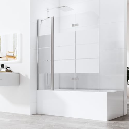Gestreift Duschwand für badewanne, Duschwand 3 teilig faltbar Badewannen duschwand 150x140cm, 6mm ESG Glas Duschwand Badewanne Badewannenaufsatz Duschtrennwand Duschabtrennung für Badewanne Gestreift Duschwand für badewanne, Duschwand 3 teilig faltbar Badewannen duschwand 150x140cm, 6mm ESG Glas Duschwand Badewanne Badewannenaufsatz Duschtrennwand Duschabtrennung für Badewanne von Boromal