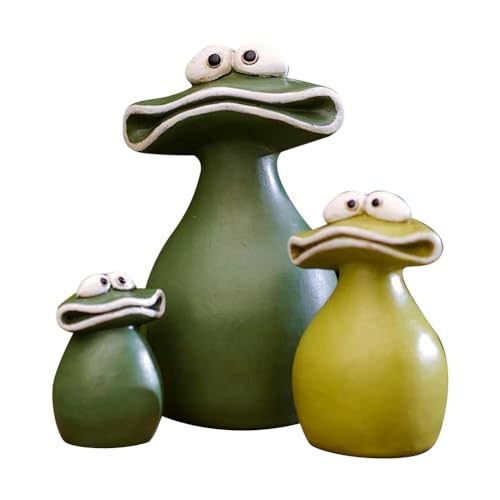 Bortivier 3-Teilige Neue Gartendekoration Großmaul- Aus Wasserdichtem Harz - Statue Einer Dreiköpfigen Großmaul-Froschfamilie von Bortivier