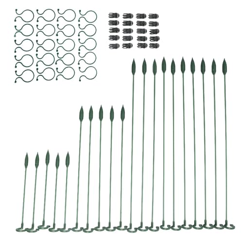 Bortivier 60 StüCk Pflanzen StüTzen Set - 20 Packung Blumen Pflanzen StäBe (3 GrößEn), 20 Pflanzen StüTzen Clips und 20 Orchideen Clips von Bortivier