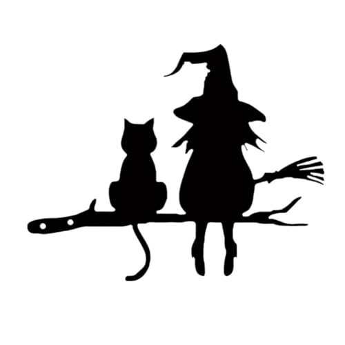Bortivier Eisensilhouette, Süße Hexe und Katze, Gartenstecker auf Dem, Kunstdekor, Baumstumpf-Plug-In, für Gartenhof von Bortivier