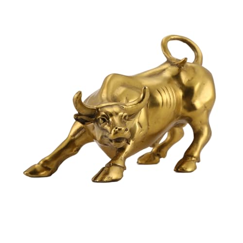 Bortivier Feng Shui Fortune Messing Bull Statue, Skulptur Home Decoration Golden Copper Bull Steht für Viel der Karriere von Bortivier