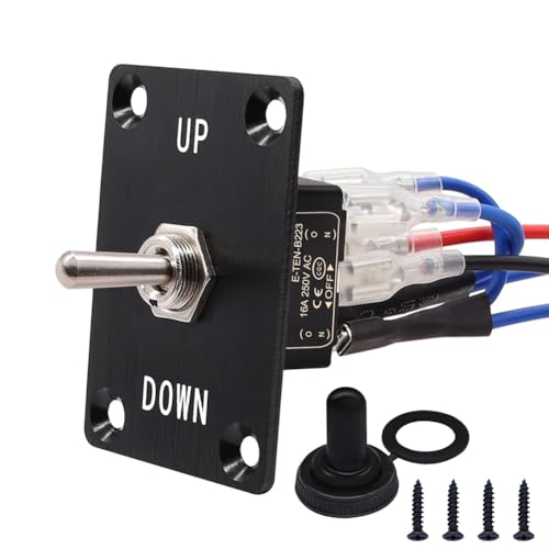 Bortivier Momentaner 6-Poliger Kippschalter mit 3 Positionen (EIN)-Aus-(EIN) AUF/AB Polaritätsumkehrschalter, Schwarzer Kunststoff, Metall von Bortivier