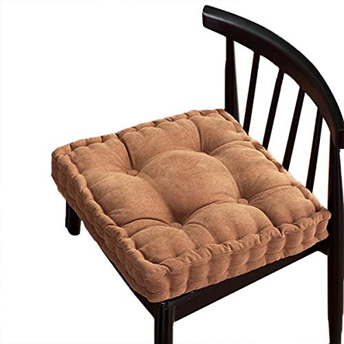 Dickes Baumwoll-Sitzkissen, bequeme Sitzpolster, extra feste Matratzenkissen, Bodenkissen für Esszimmer/Küche/Terrasse/Stuhl (40 x 40 cm, Kaffeebraun) von BoruisX