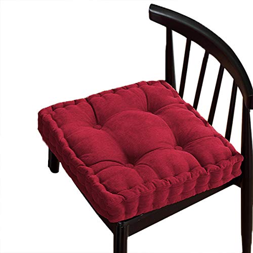 Dickes Baumwoll-Sitzkissen, bequeme Sitzpolster, extra feste Matratzenkissen, Bodenkissen für Esszimmer/Küche/Terrasse/Stuhl (40 x 40 cm, rot) von BoruisX