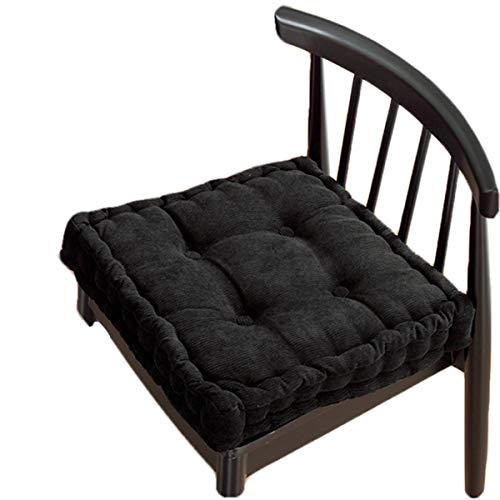 Dickes Baumwoll-Sitzkissen, bequeme Sitzpolster, extra feste Matratzenkissen, Bodenkissen für Esszimmer/Küche/Terrasse/Stuhl (40 x 40 cm, schwarz) von BoruisX