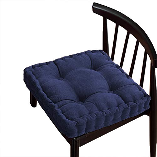 Dickes Baumwoll-Sitzkissen, bequeme Sitzpolster, extra feste Matratzenkissen, Bodenkissen für Esszimmer/Küche/Terrasse/Stuhl (45 x 45 cm, blau) von BoruisX