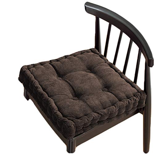 Dickes Baumwoll-Sitzkissen, bequeme Sitzkissen, extra fest, Matratzenkissen, Bodenstuhlkissen für Esszimmer, Küche, Terrasse, Stuhl, Sitz (45 x 45 cm, braun) von BoruisX