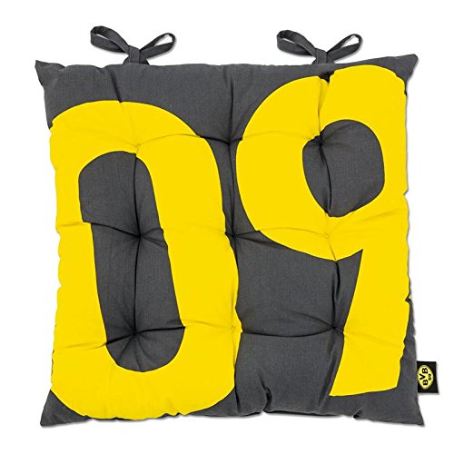 Borussia Dortmund BVB 17820400 Sitzkissen für Gartenmöbel, Grau/Gelb, 38 x 38 x 3 cm von Borussia Dortmund