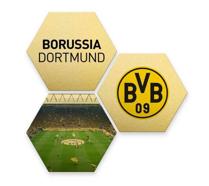 Borussia Dortmund Gemälde 3er Set Fußball Wandschild Signal Iduna Park BVB Borussia Dortmund, Wohnzimmer Bilder modern von Borussia Dortmund