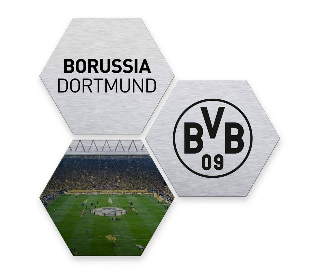 Borussia Dortmund Gemälde Poster Fußball 3er Set Borussia Dortmund Wandschild Signal Iduna BVB, Wanddeko Kinderzimmer von Borussia Dortmund