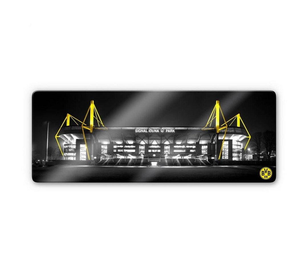 Borussia Dortmund Gemälde Fußball Glasbild Modern BVB Signal Iduna Park Nacht, Sportverein Deko Bilder von Borussia Dortmund