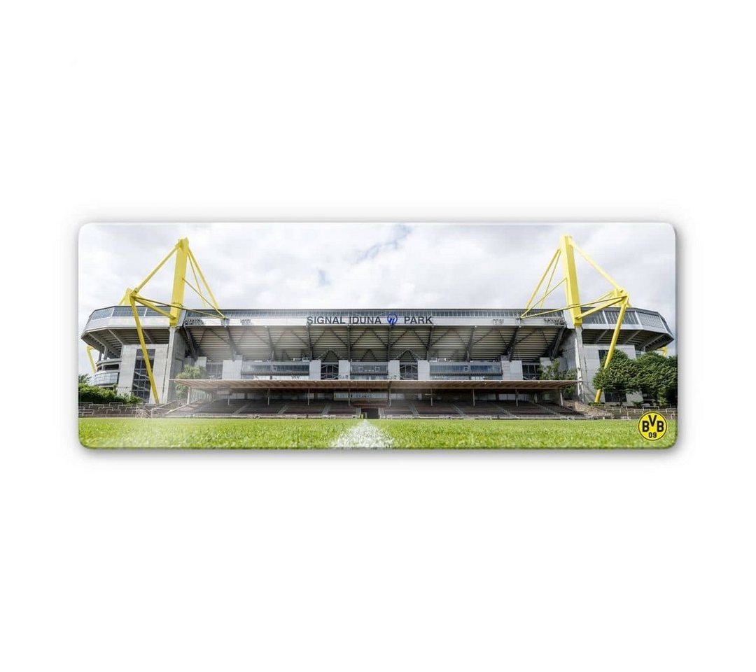 Borussia Dortmund Gemälde Fußball Glasbild Modern BVB Signal Iduna Park bei Tag, Sportverein Deko Bilder von Borussia Dortmund