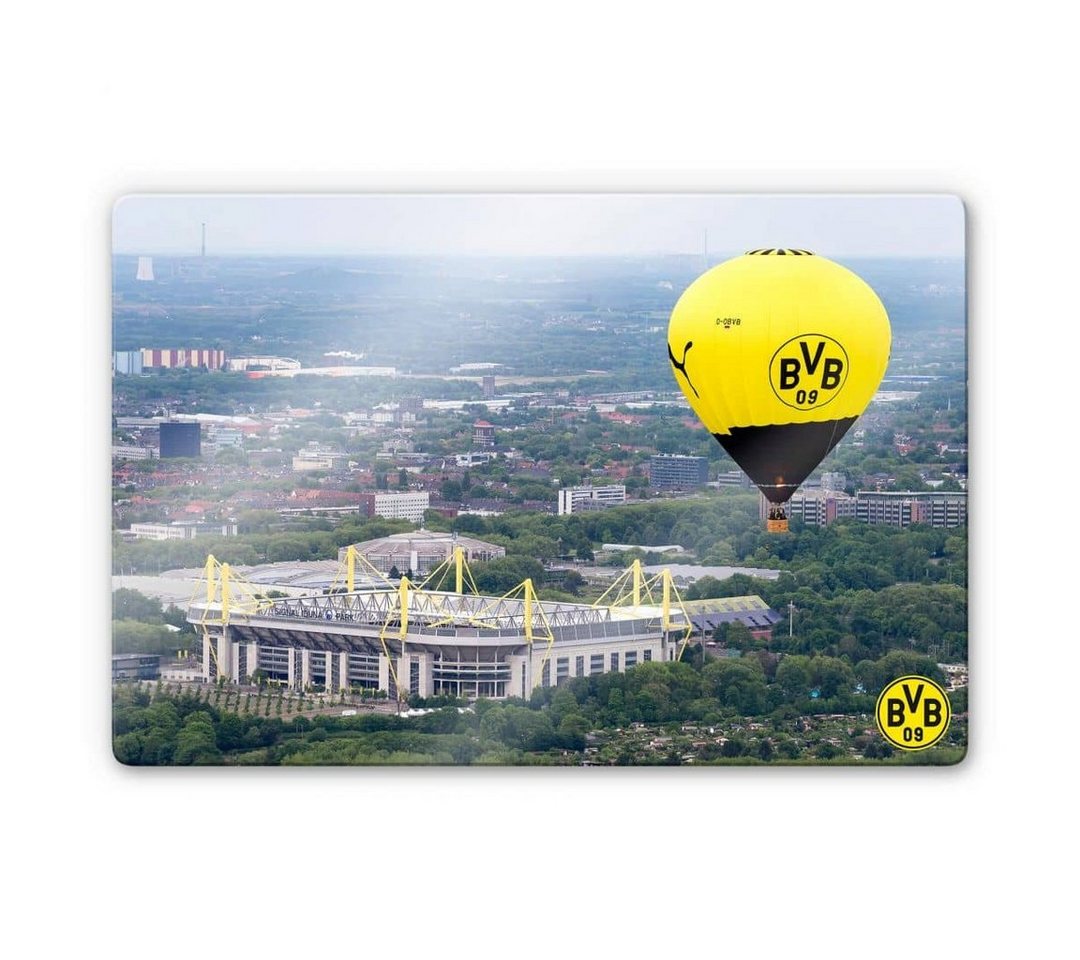 Borussia Dortmund Gemälde Fußball Glasbild BVB Heißluftballon Signal-Iduna-Park, Sportverein Deko Bilder von Borussia Dortmund