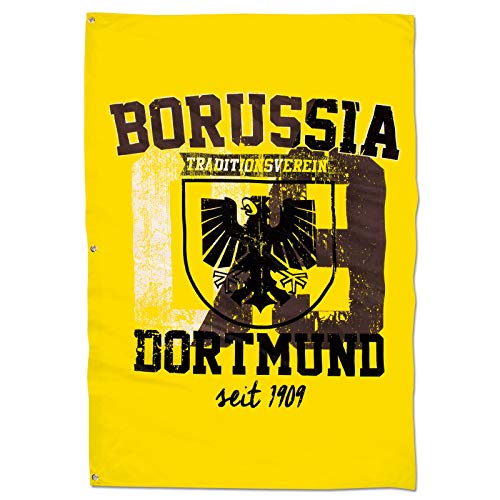 Borussia Dortmund Stadtwappen Hissfahne/Fahne/Flagge/Flag groß 150 x 100 cm BVB 09 - Plus gratis Aufkleber Forever Dortmund von Borussia Dortmund