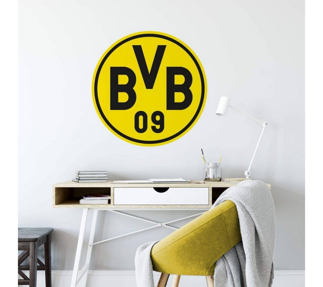 Borussia Dortmund Wandtattoo Fußball Wandtattoo Borussia Dortmund BVB 09 Logo Rund Wohnzimmer Sticker, Wandbild selbstklebend, entfernbar von Borussia Dortmund