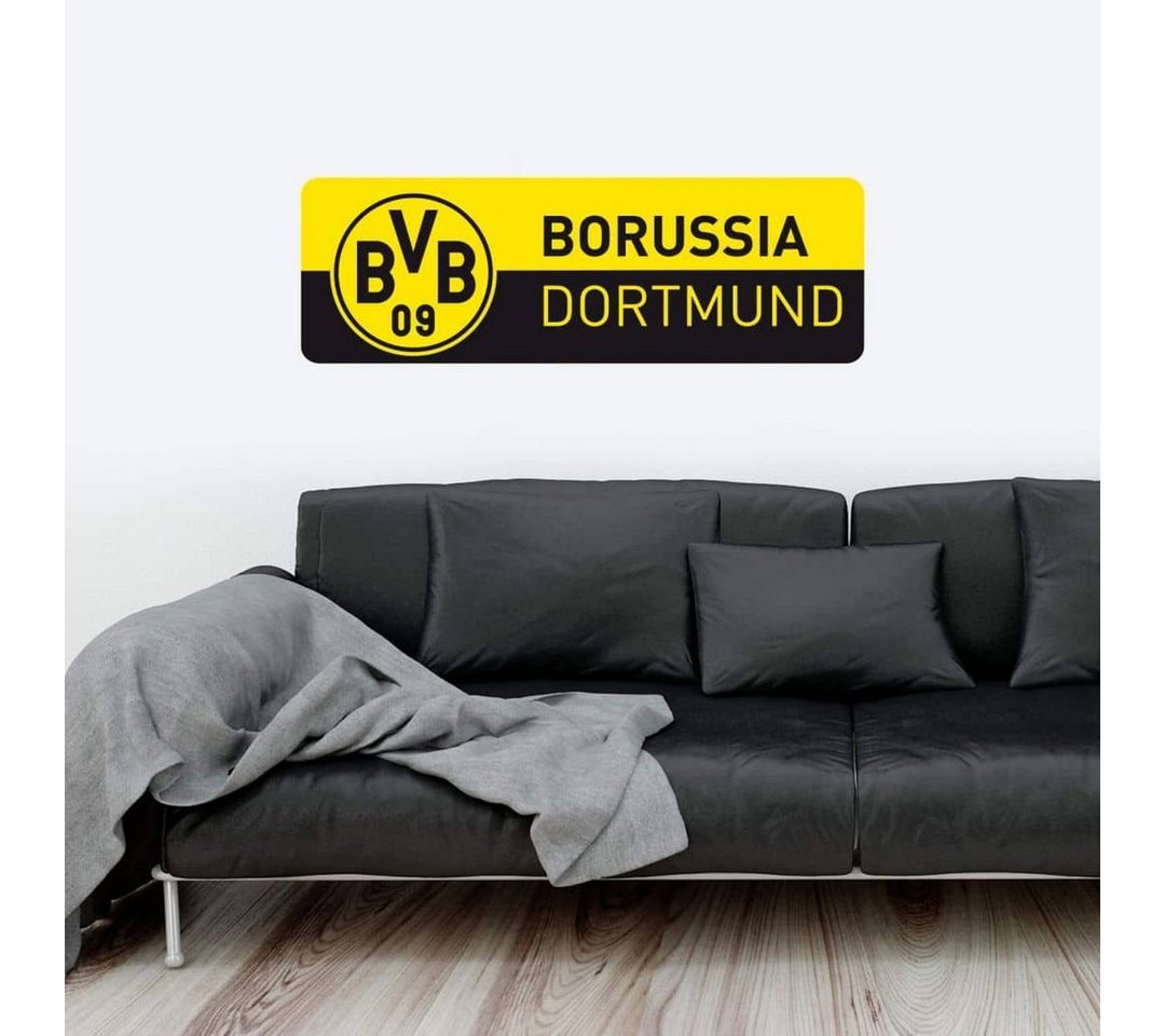 Borussia Dortmund Wandtattoo Fußball Wandtattoo Borussia Dortmund BVB 09 Schriftzug Banner Gelb Schwarz, Wandbild selbstklebend, entfernbar von Borussia Dortmund