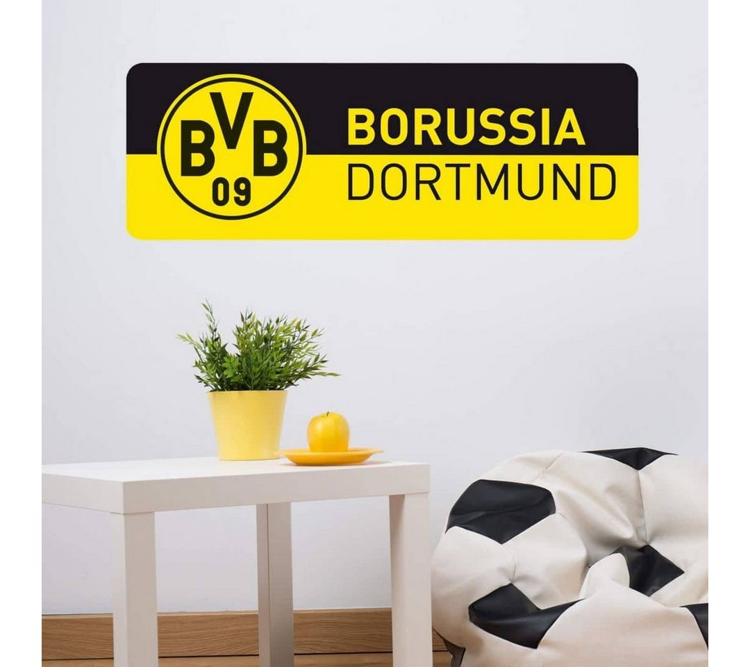 Borussia Dortmund Wandtattoo Fußball Wandtattoo Borussia Dortmund BVB 09 Schriftzug Banner Schwarz Gelb, Wandbild selbstklebend, entfernbar von Borussia Dortmund