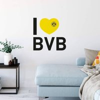 Fußball Wandtattoo Borussia Dortmund Logo im Herz BVB 09 Schriftzug Gelb Schwarz Wandbild selbstklebend 20x20cm - schwarz von Borussia Dortmund