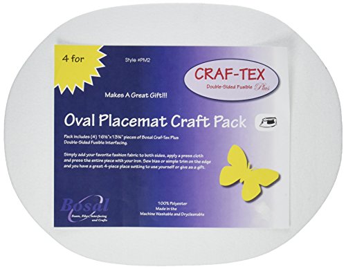 Bosal 16 1/2 x 13 1/4-Zoll craf-tex Oval Tisch-Sets Craft Pack, 4 Stück, Weiß von Bosal