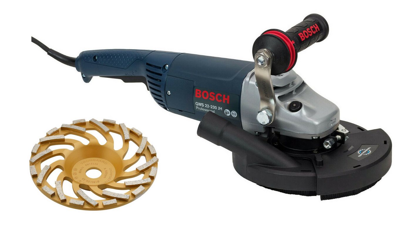 Trongaard Winkelschleifer / Betonschleifer / Estrichfräse / Estrichschleifer 2.200W / 180mm, max. 6500 U/min, (Komplett-Set) Trongaard Winkelschleifer / Betonschleifer / Estrichfräse / Estrichschleifer 2.200W / 180mm, max. 6500 U/min, (Komplett-Set) von Trongaard