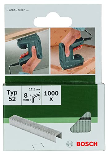 Bosch 1000x Klammer Typ 52 (Papier, Folien, Kunststoffplatten, Tapetenkleister, Akustikplatten, GFK, 12.3 x 1.25 x 8 mm, Zubehör Tacker) von Bosch Accessories