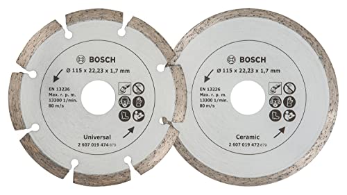 Bosch Home and Garden 2 Diamanttrennscheiben für Fliesen und Baumaterial, 115 mm, 2607019478 von Bosch Professional